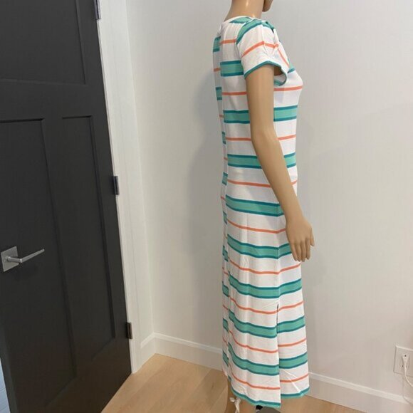 Hatley Sierra Midi Dress Coastal Stripes XS Soft Cotton Blend Short Sleeve NWT - Picture 14 of 14